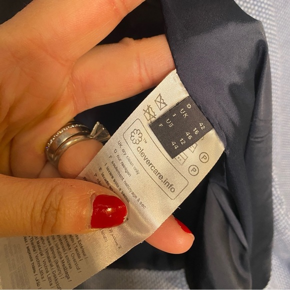 Esprit Two Tone Blue Knit Single Button Blazer Size 12 - Picture 6 of 7